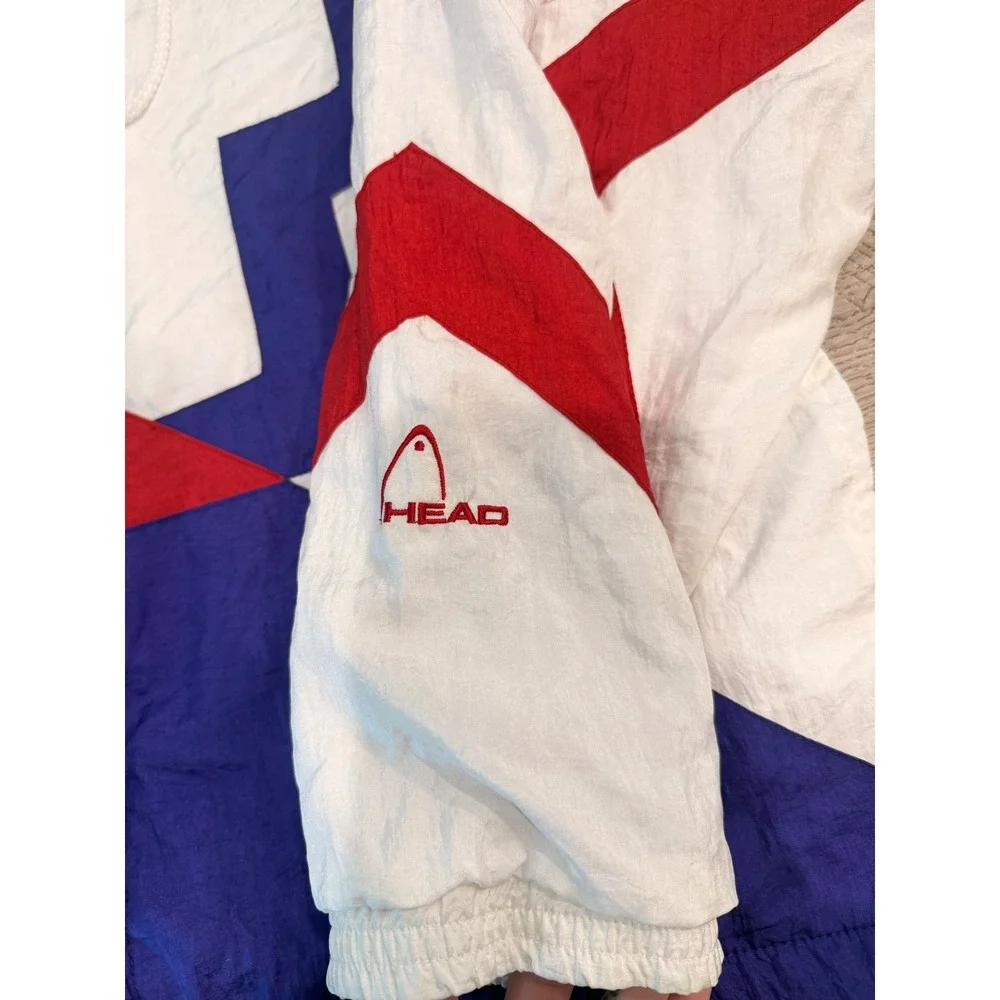 Vintage Head Windbreaker Jacket Red White Blue Star Colorblock Mens Large 90s